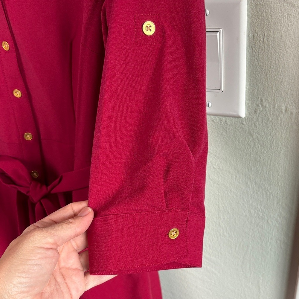 Sharagano Red Tie Waist Midi Dress with Gold Buttons size 4 - Picture 6 of 6